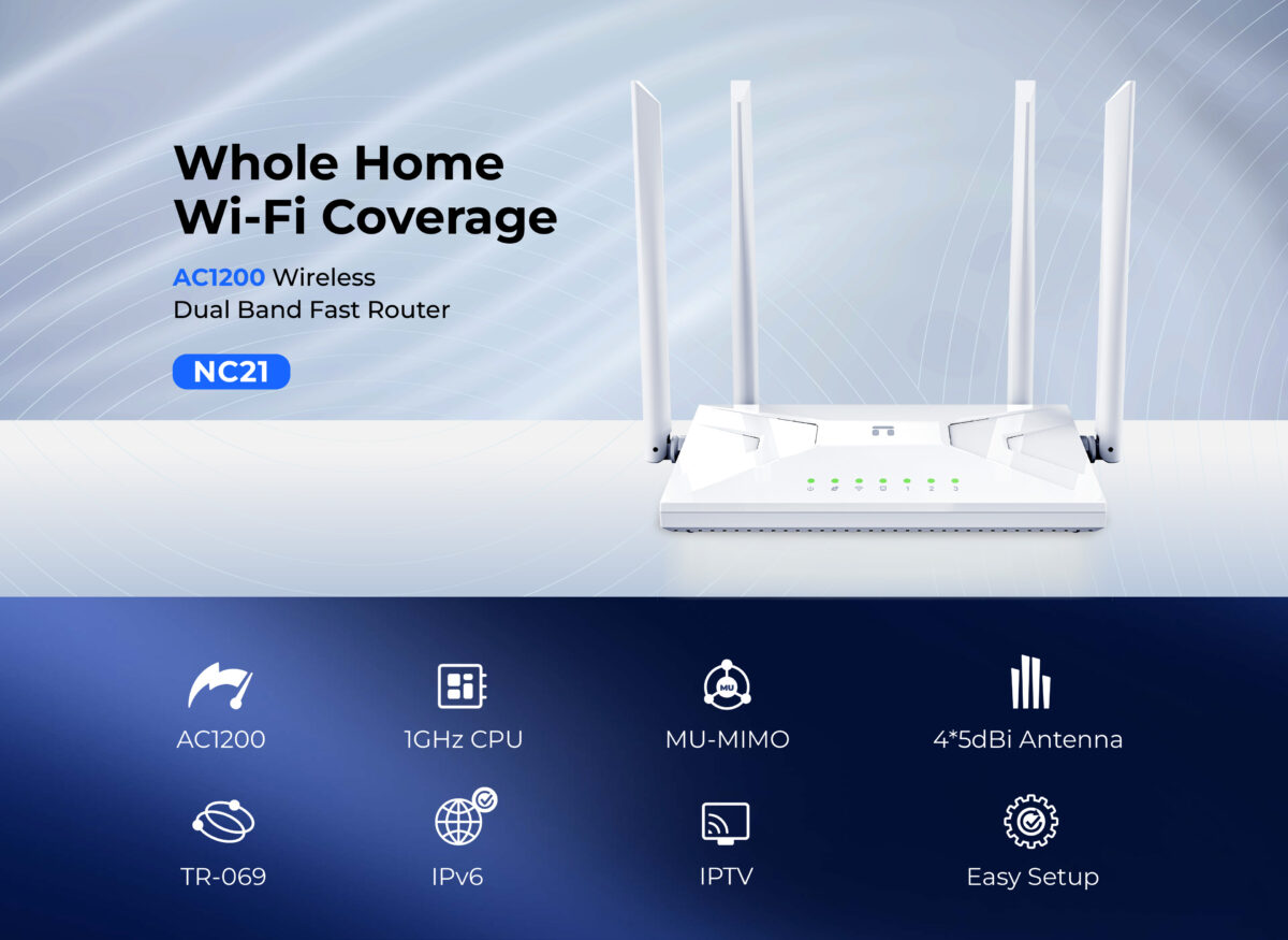 Netis NC21 AC1200 Dual Band 4 Antenna Gigabit Mesh Router - Image 2